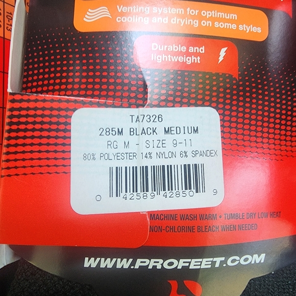 PROFEET 285 Multi-Sport Crew BLACK DRESS SOCKS SIZE 9-11 Medium - 3 PAIRS NWT - Picture 2 of 8